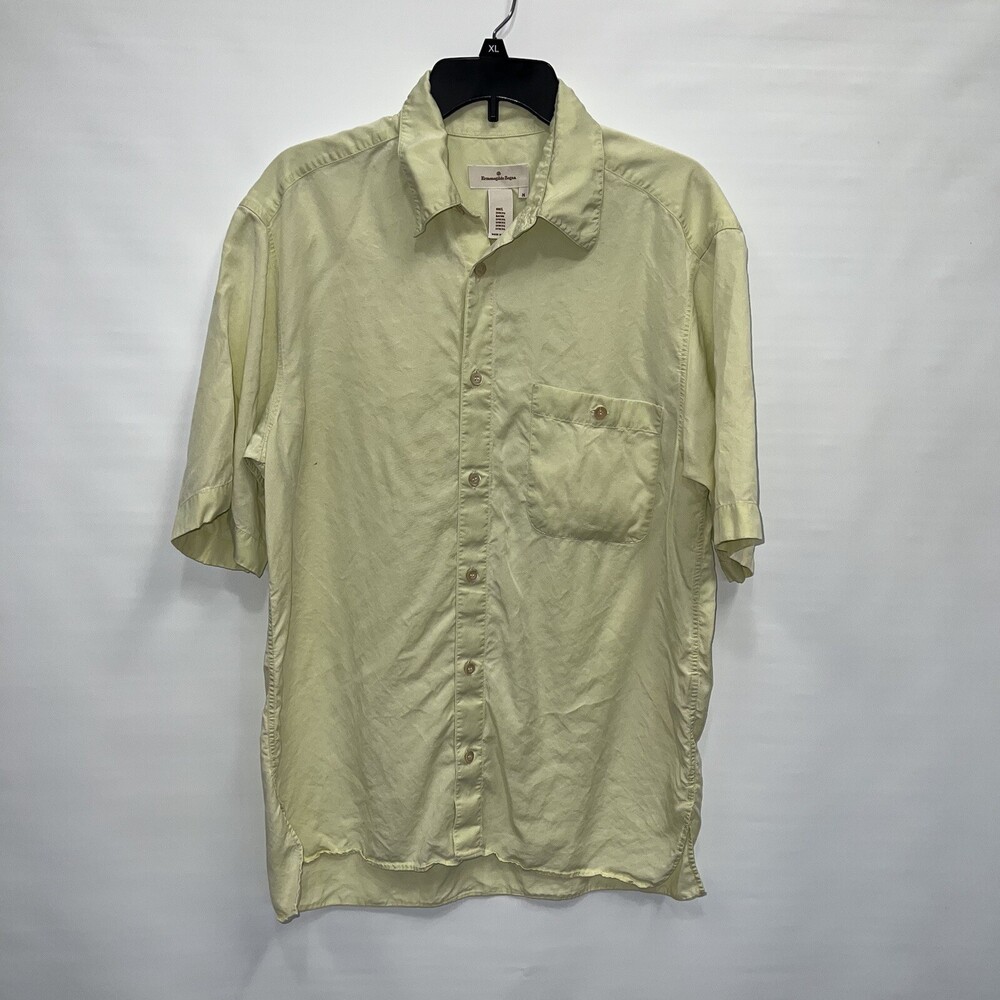 Ermenegildo Zenga Button Up Adult Medium Mens Green Short Sleeve Rayon Shirt
